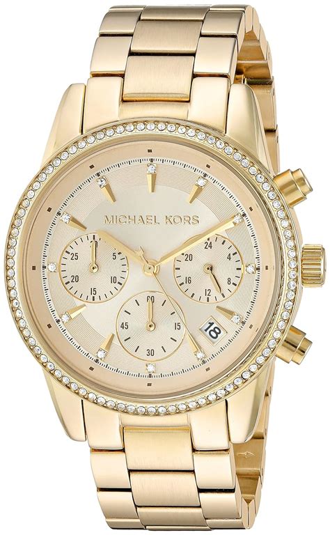 michael kors gold and swarovski crystal watch|Michael Kors ritz chronograph.